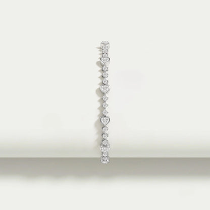 Heart And Round Diamond Bezel Set Bracelet