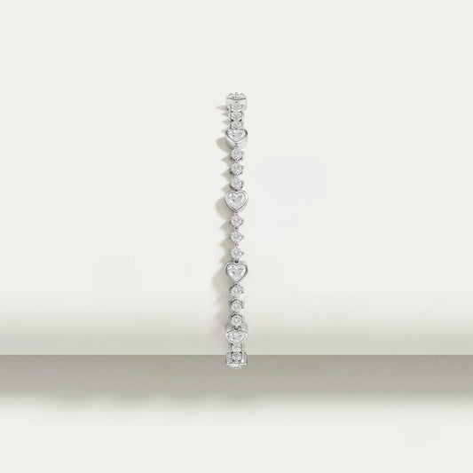 Heart And Round Diamond Bezel Set Bracelet