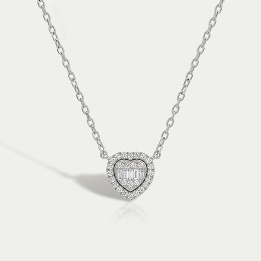Heart Shape Cluster Lab Diamond Pendant Necklaces
