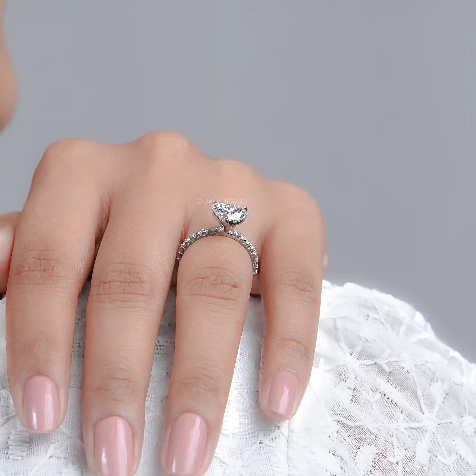 Certified Heart Shaped Diamond Solitaire Accent Ring Rings