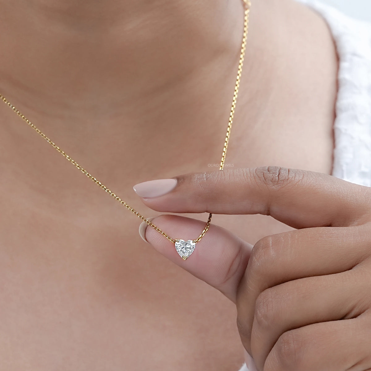 Heart Cut Lab Grown Diamond Solitaire Pendant Necklaces