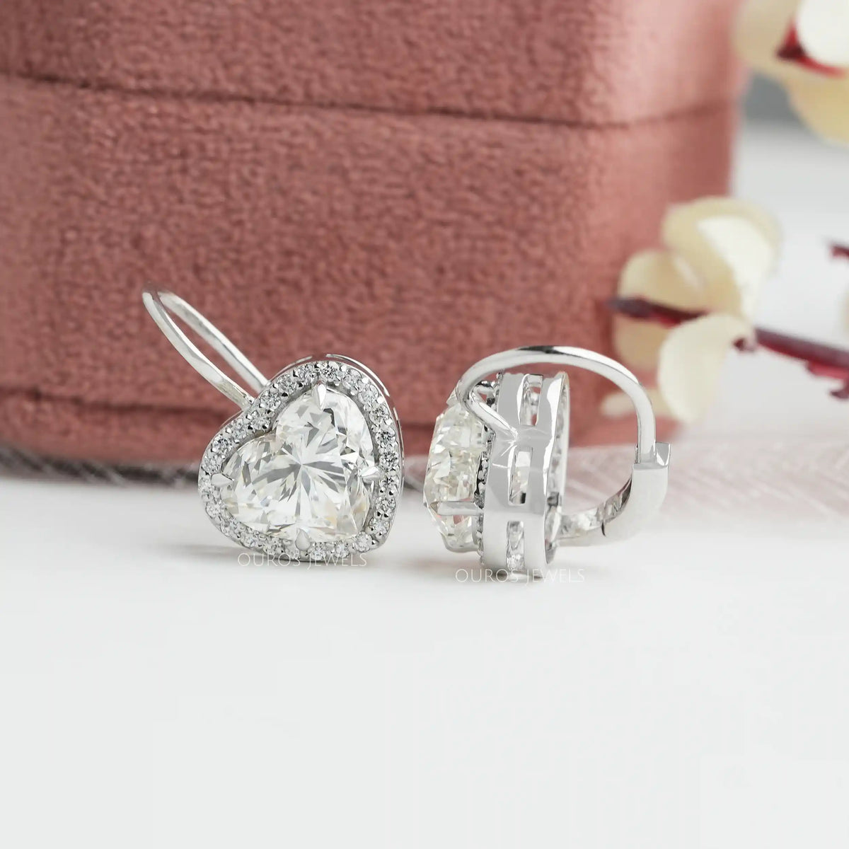 Heart Cut Lab Grown Diamond Dangle Earrings Earrings