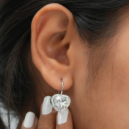 Heart Cut Lab Grown Diamond Dangle Earrings Earrings