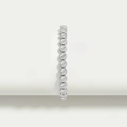 Hexagon Cut Bezel Set Diamond Tennis Bracelet