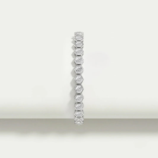 Hexagon Cut Bezel Set Diamond Tennis Bracelet