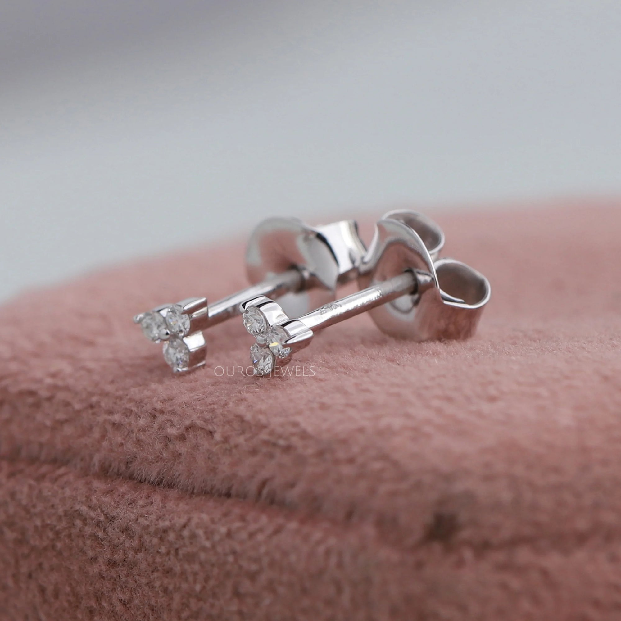 Tiny Trinity Round Lab Diamond Stud Earrings Earring