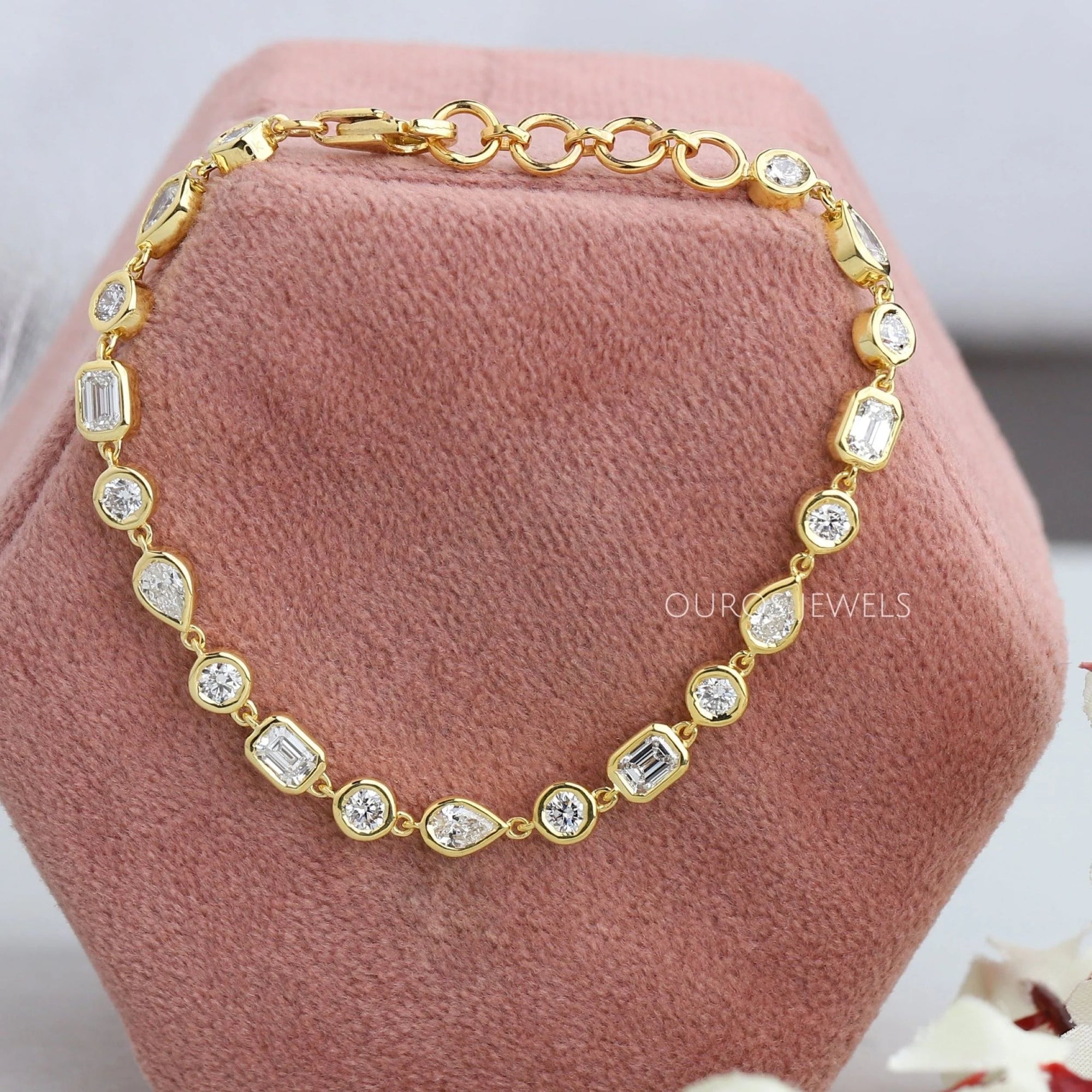 Multi Shape Bezel Set Tennis Bracelet Bracelet
