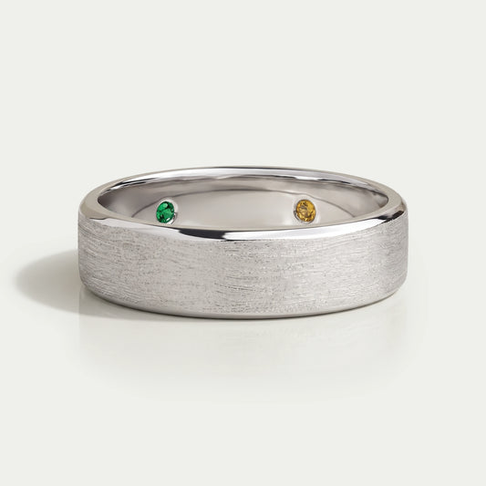 Round Cut Gemstone Inside Diamond Band