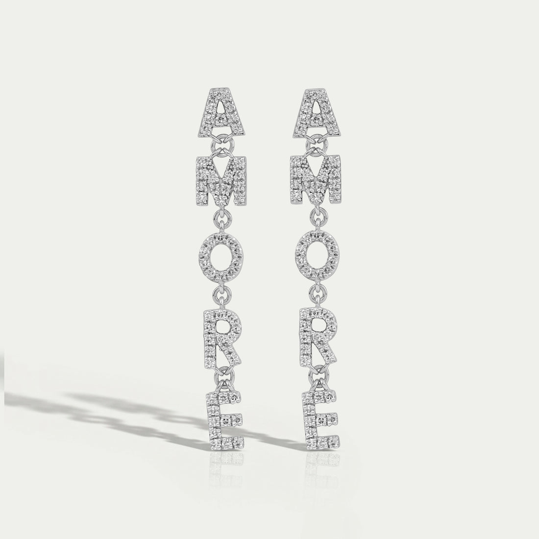 AMORE Initial Letter Round Diamond Dangle Earrings Earrings