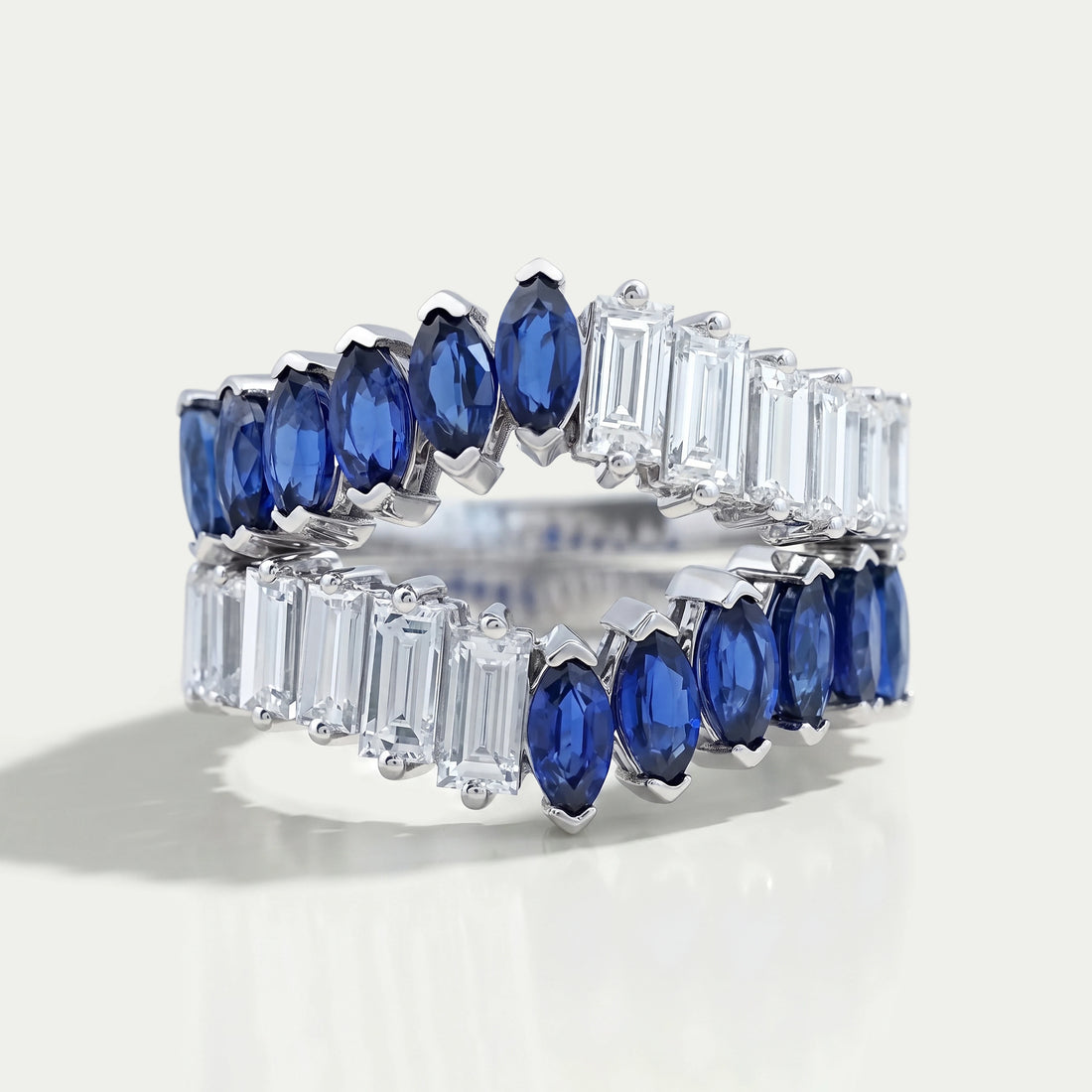 Double Row Sapphire Marquise Gemstone Enhancer Ring Rings