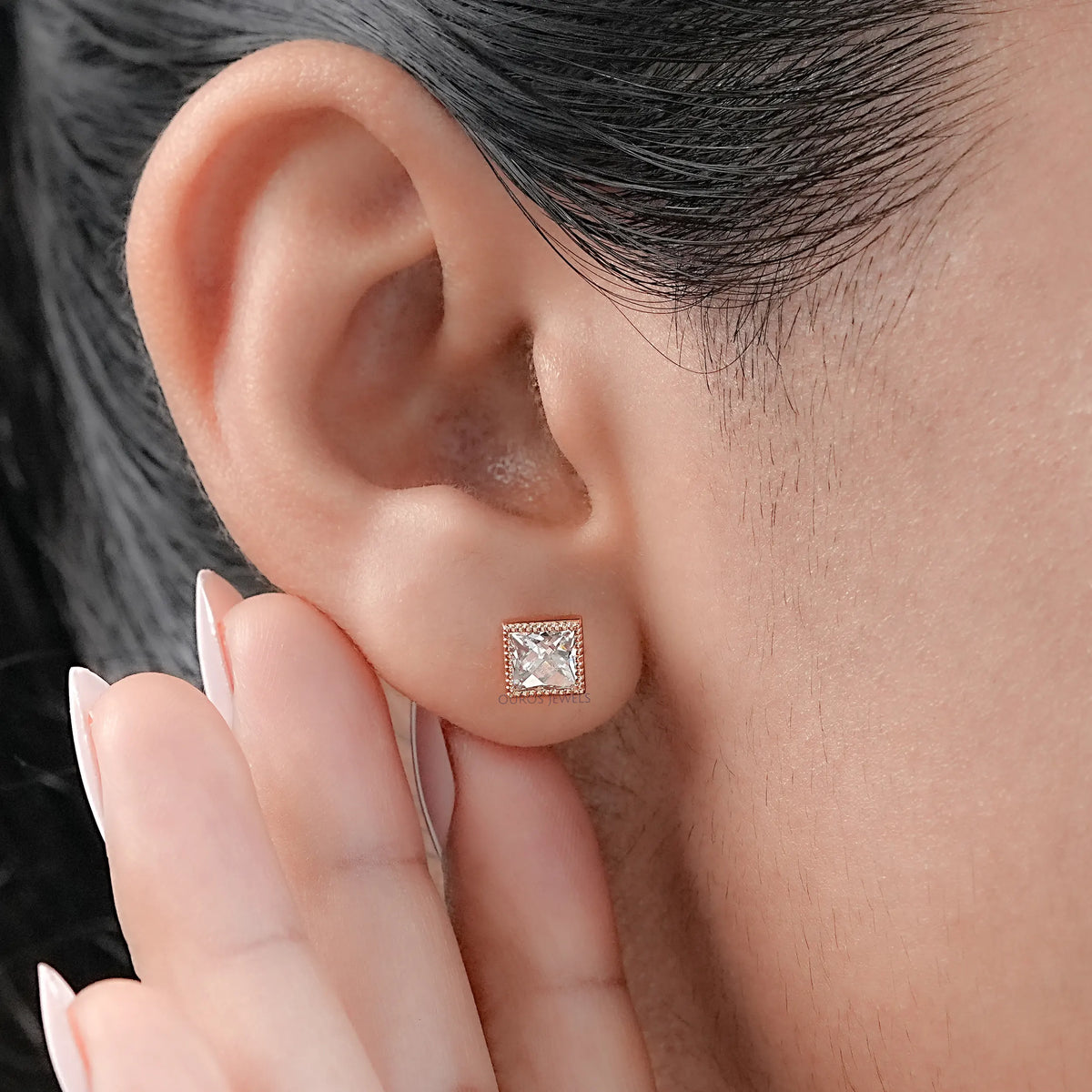French Cut Lab Grown Diamond Earrings Earring