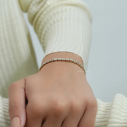 East West Lab Diamond Bezel Set Tennis Bracelet Bracelet