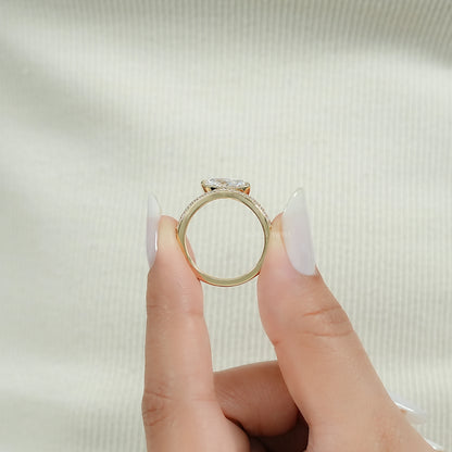 East West Old Mine Marquise Cut Curved Bridal Ring Set Ring