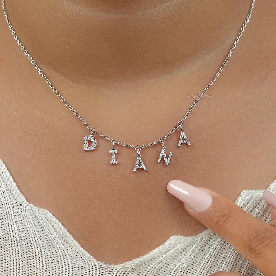 DIANA Letter Round Cut Customize Pendant Necklace Necklaces