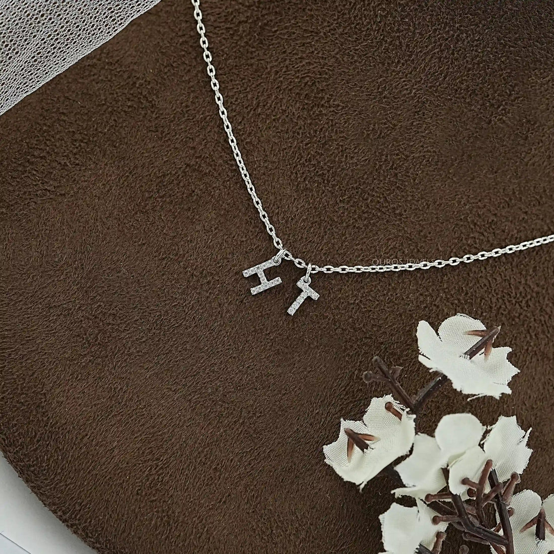 Charms Letter Round Diamond Pendant Necklaces