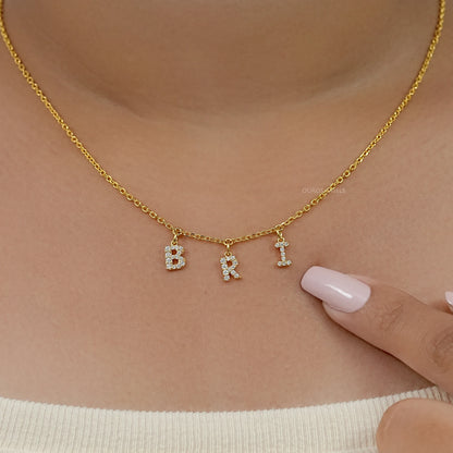 BRI Letter Customize Round Lab Pendant Necklaces