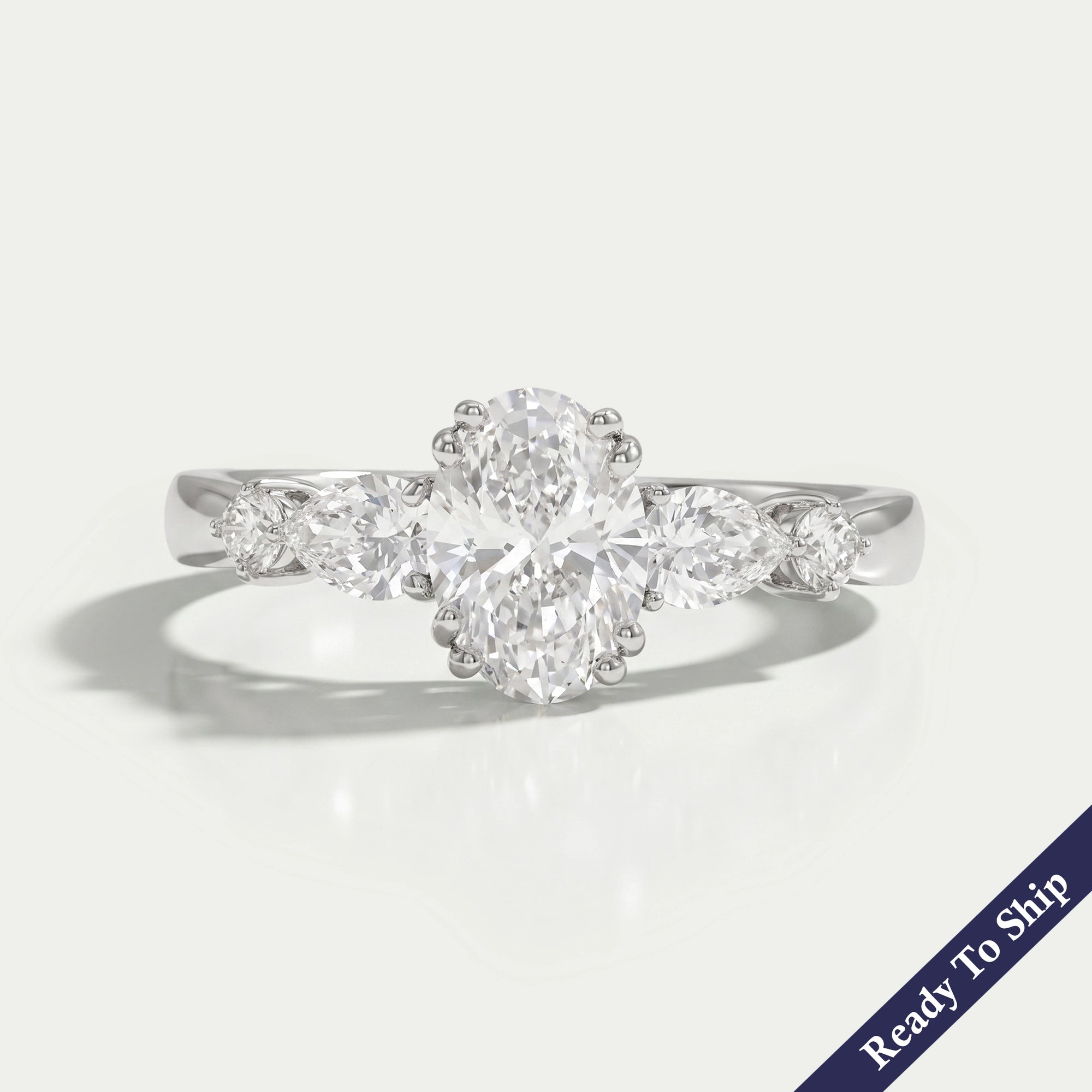 Oval And Pear Lab Diamond Five Stone Engagement Ring Rings