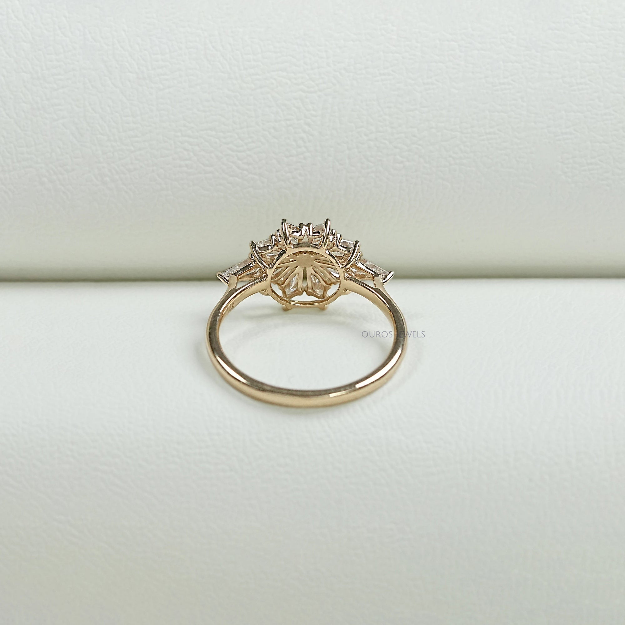 Kite Cut Lab Diamond Floral Engagement Ring Rings