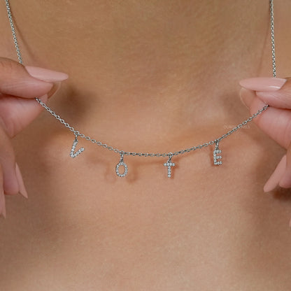 Customize VOTE Letter Round Cut Pendant Necklaces