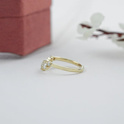 Rose Cut Round Diamond Curved Engagement Ring Ring