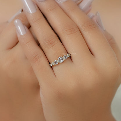 Rose Cut Round Diamond Accent Engagement Ring