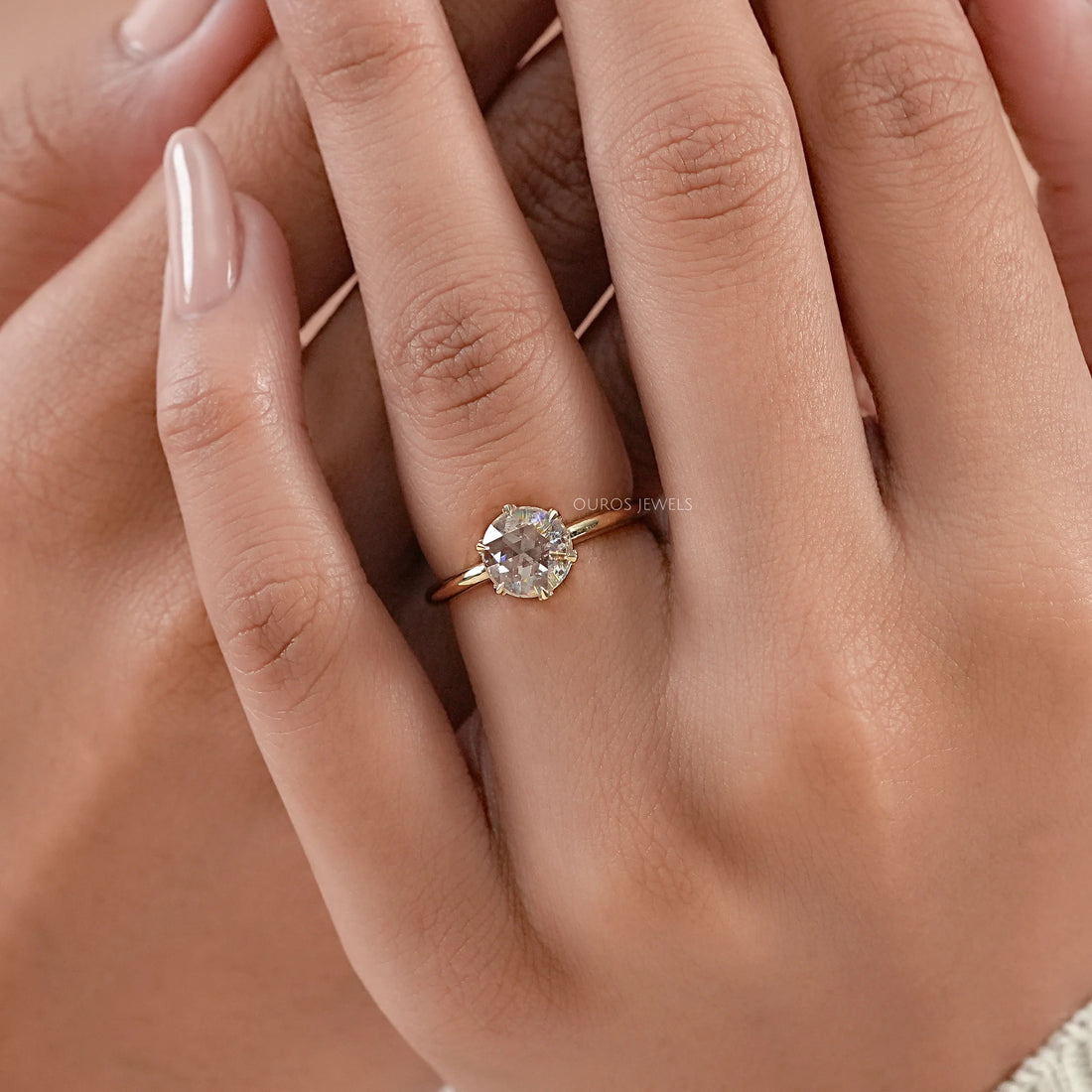 Rose Cut Round Diamond Solitaire Ring