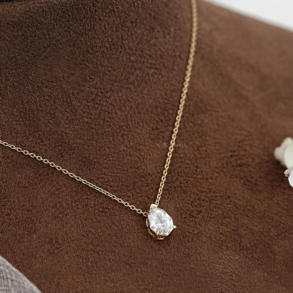 Step Cut Pear Lab Diamond Solitaire Pendant Necklaces