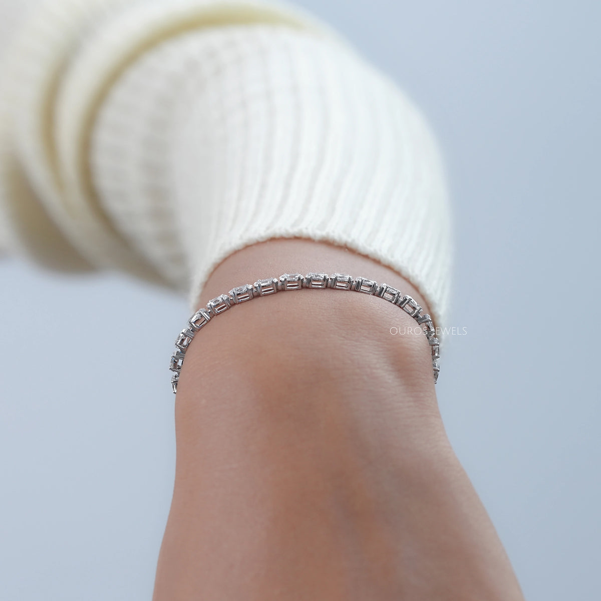 Marquise Cut Lab Diamond White Gold Tennis Bracelet Bracelet