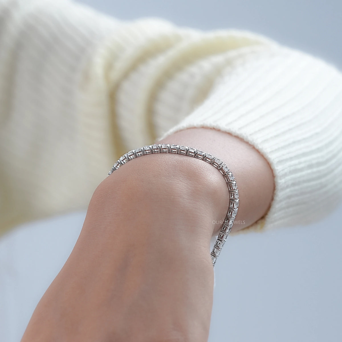 Lab Grown Asscher Diamond Tennis Bracelet Bracelet