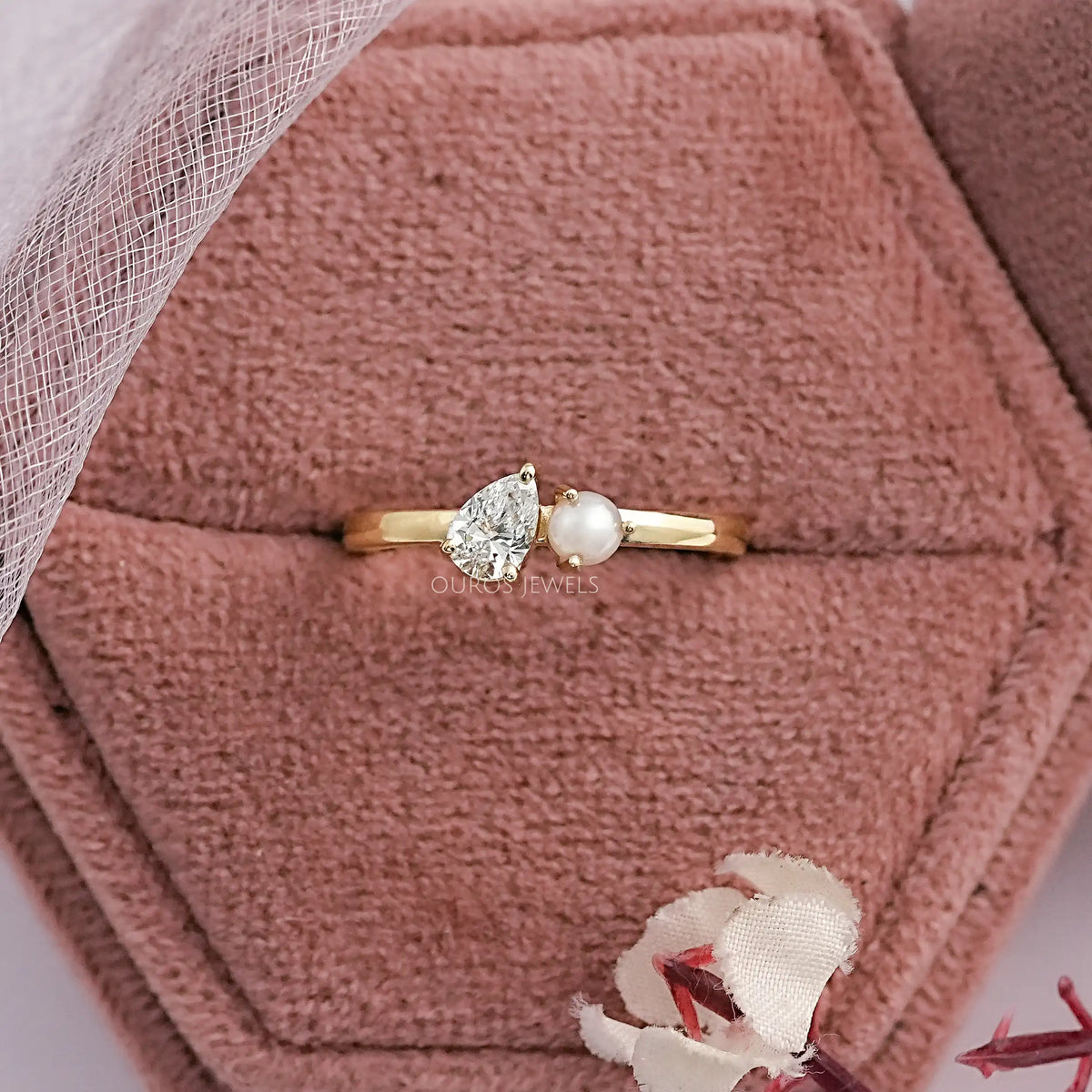 Pear And Pearl Gemstone Toi Moi Engagement Ring Ring