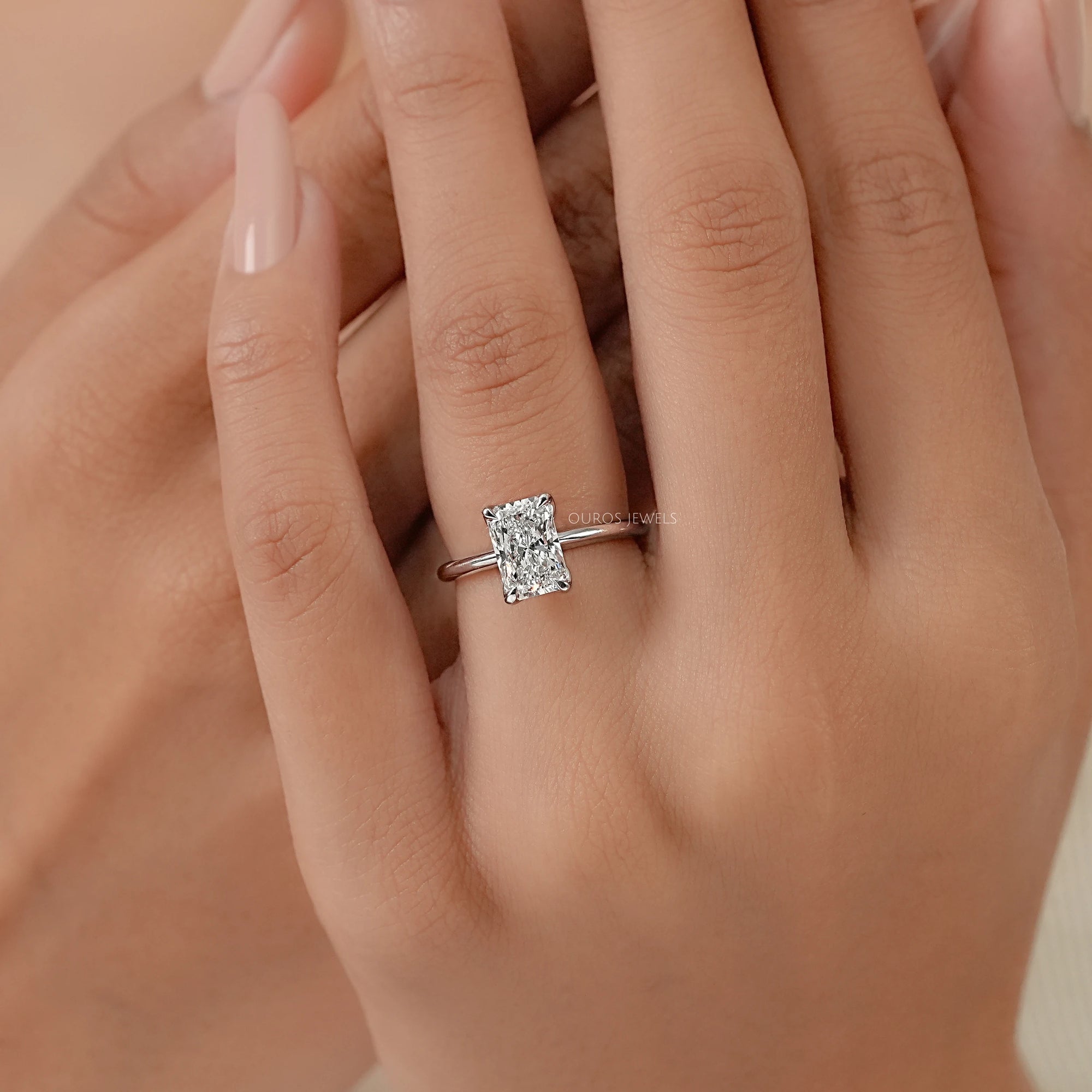 Radiant Lab Diamond Tulip Basket Solitaire Ring Ring