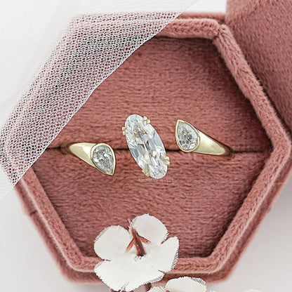 Lab Diamond Two Finger Trio Ring Ring