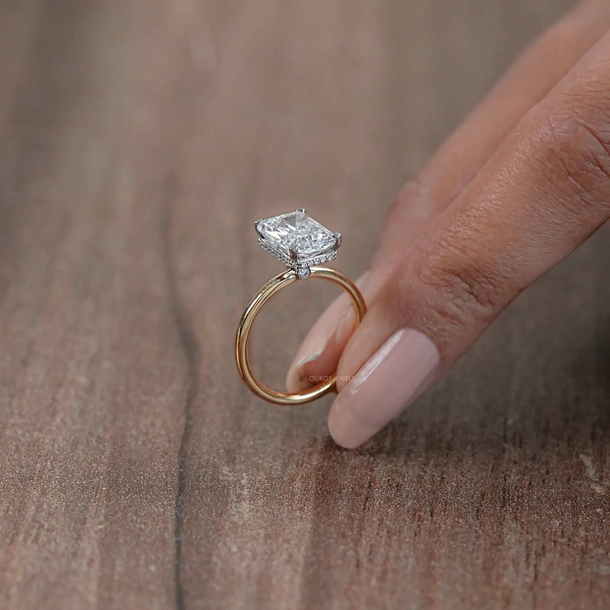 2.50 Carat Hidden Halo Radiant Cut Engagement Ring Ring