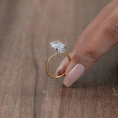 2.50 Carat Hidden Halo Radiant Cut Engagement Ring Ring