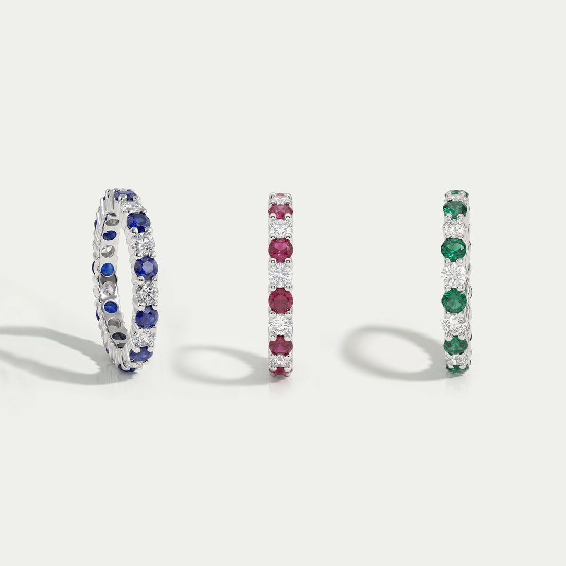 Round Lab Gemstone Alternative Wedding Band Ring