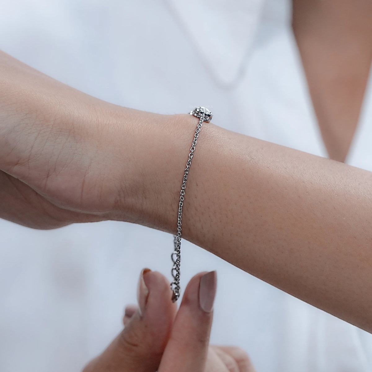 Five Stone Halo Lab Diamond Chain Bracelet Bracelet