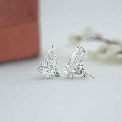 Pear Diamond Clip On Back Stud Earrings Earrings