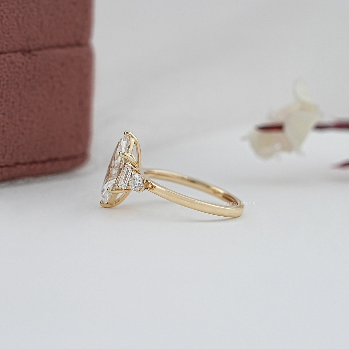 Five Stone Marquise And Baguette Diamond Engagement Ring Rings