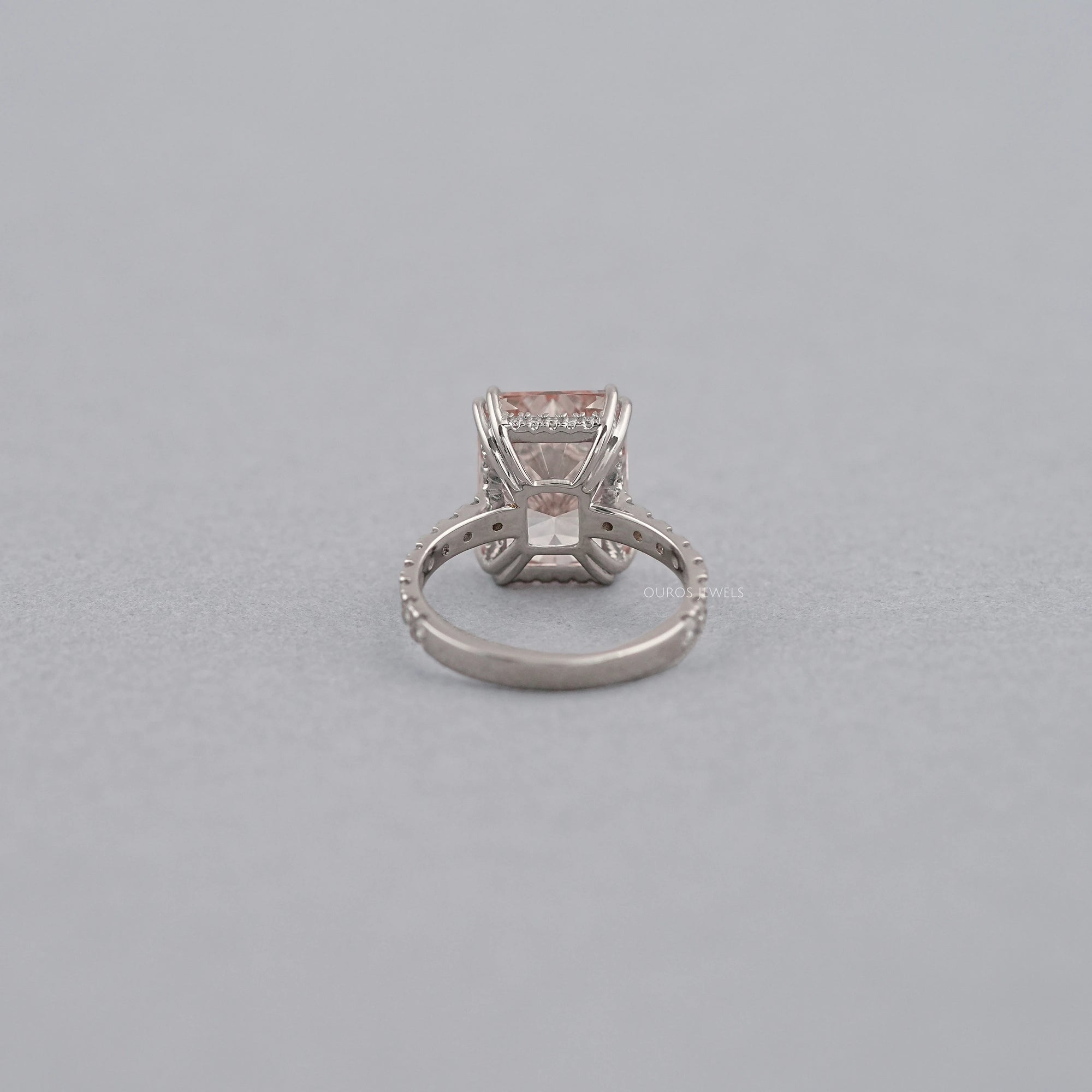 Pink Radiant Cut Solitaire Accent Engagement Ring Rings