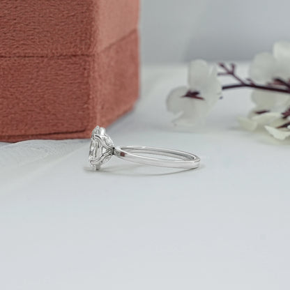 Lab Grown Oval Diamond Tulip Solitaire Ring Ring