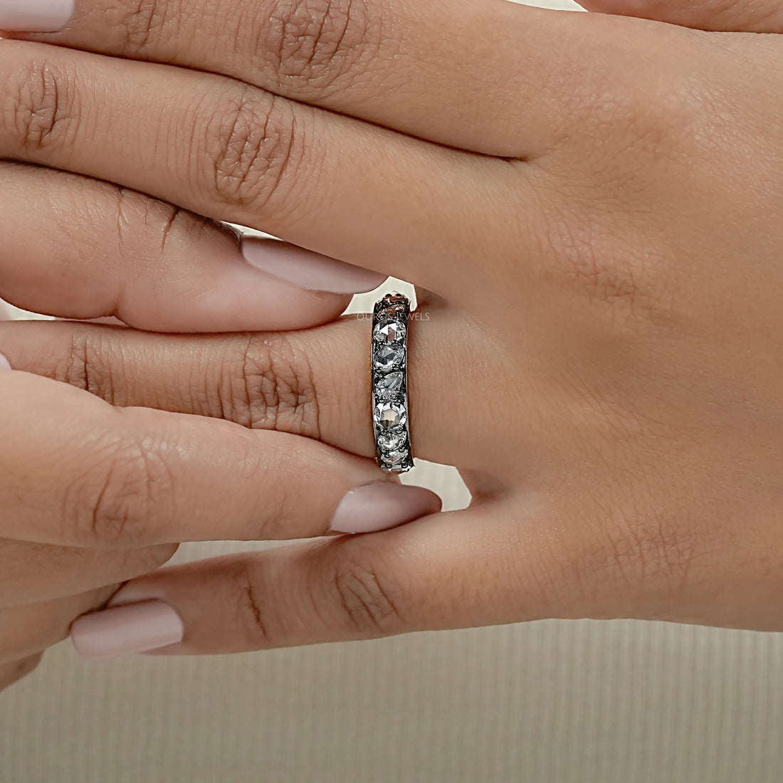 Rose Cut Diamond Eternity Wedding Band Rings