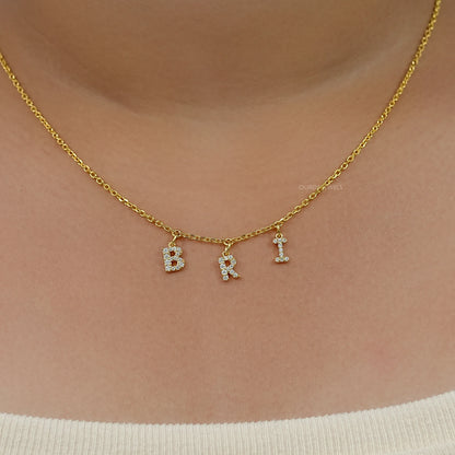 BRI Letter Customize Round Lab Pendant Necklaces