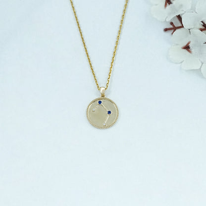 Libra Zodiac Sign Sapphire Gemstone Pendant
