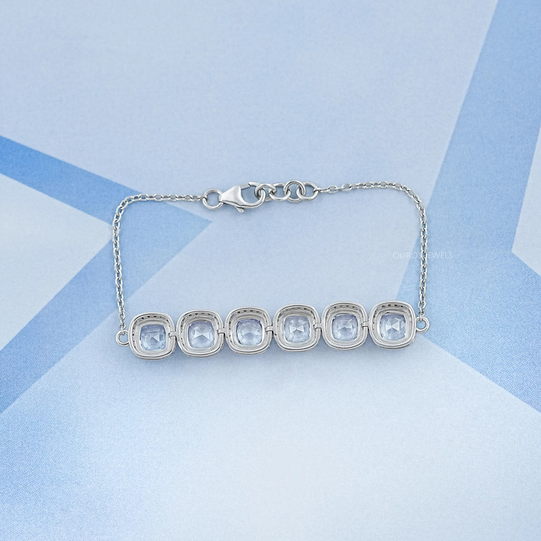 Light Purple Square Cushion Gemstone Halo Bracelet Bracelet