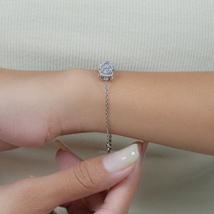 Light Purple Square Cushion Gemstone Halo Bracelet Bracelet