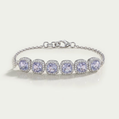 Light Purple Square Cushion Gemstone Halo Bracelet Bracelet