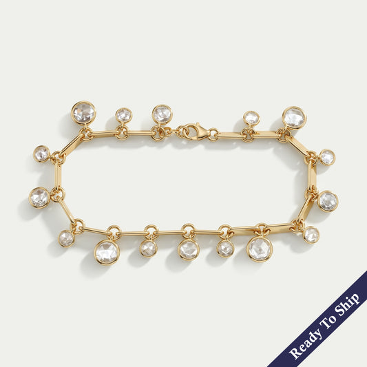 Bezel Set Rose Cut Lab Diamond Charm Bracelet Bracelet