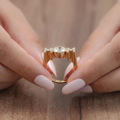 MOM Initial Letter Round Diamond Customized Ring Rings
