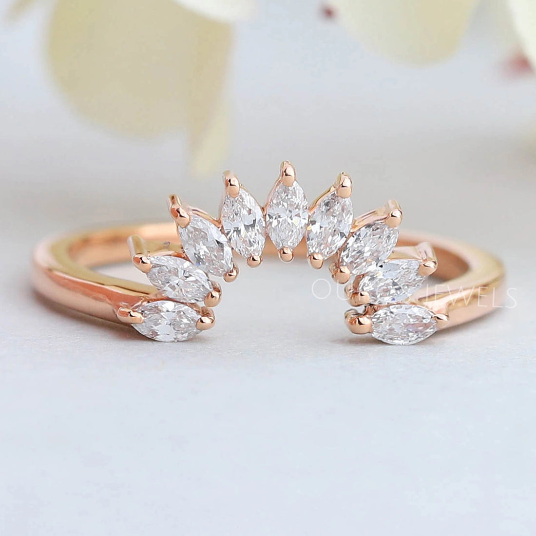Marquise Diamond Curved Matching Wedding Band