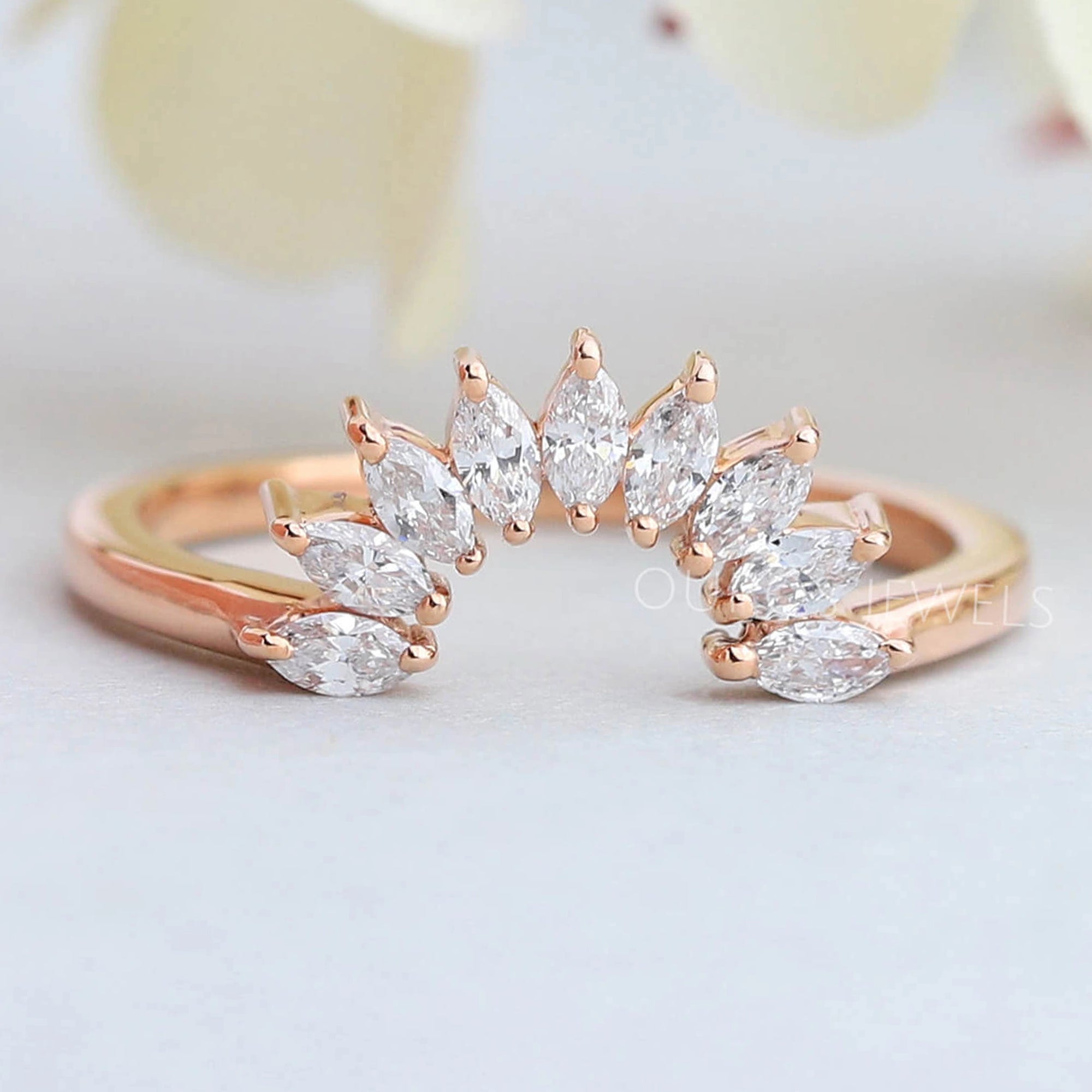 Marquise Diamond Curved Matching Wedding Band